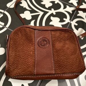 Vintage los Robles Polo Time Crossbody Handbag Leather In Cognac Brown New